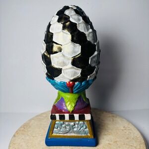 Pier 1 Dragon Egg Statue Decorative Figurine Black White‎ Gold Accent Mackenzie
